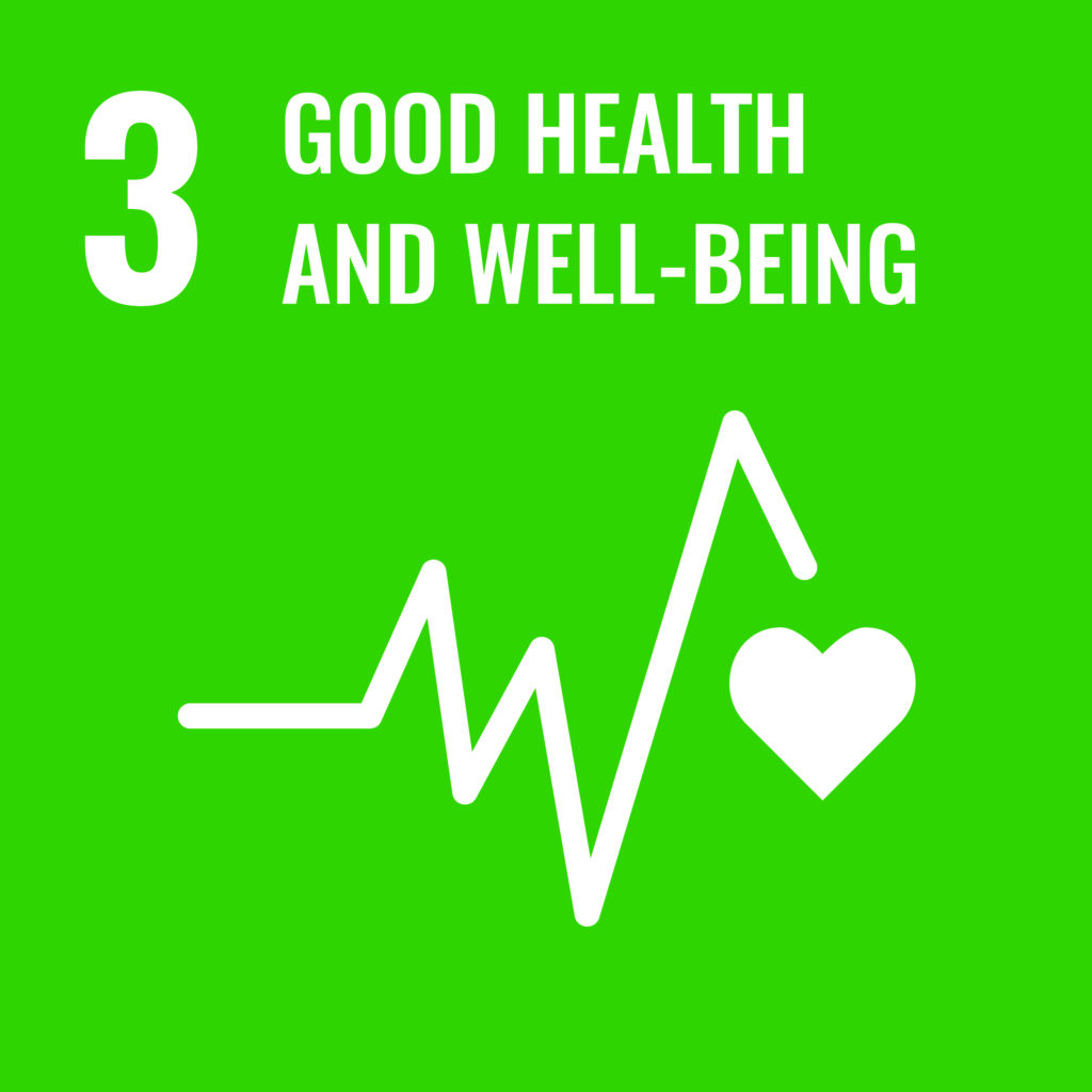"Icon representing Goal 3: Ensure healthy lives and promote well-being for all at all ages."